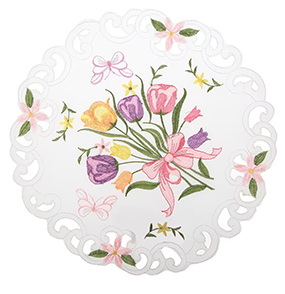Spring Round Placemats Easter Flower Embroidered Doilies Daisy Table Placemat for Home Dining Holiday Kitchen Table Decoration