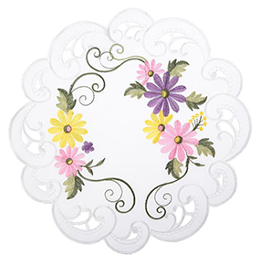 Spring Round Placemats Easter Flower Embroidered Doilies Daisy Table Placemat for Home Dining Holiday Kitchen Table Decoration