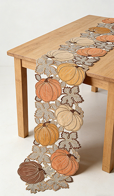 Thanksgiving Decorations Fall Table Runner with Embroidered &nbsp;Pumpkins Maple Leaf. Table Decor for Home Kitchen Dining Seasonal Harvest Party