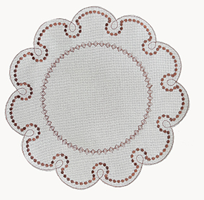 Embroidery Round Placemat, Scalloped Round Table Mats for Party Kitchen Dining Decoration