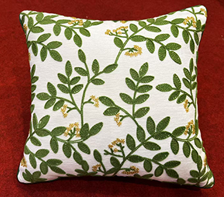 Flower Embroidered Throw Pillow Covers 18x18 , Green Leaves with beads Pillowcases Farmhouse Decorative Coastal Pillow Cushion Cases Square Navy Blue Flower Pillow Case