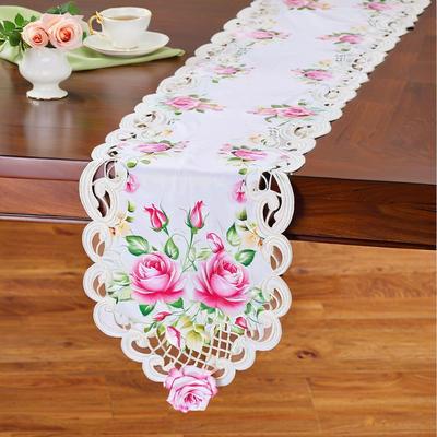Embroidery Colorful Butterfly Cutwork Table Runner for Party Home Kitchen Dining Restaurant Spring Decoration