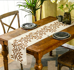 Embroidered Flowery Table Runner ,Applique Floral &nbsp;Embroidered Table Linen, Home Kitchen Dining Tabletop Decoration