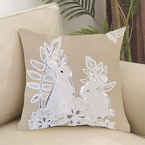 Spring Easter Pillow Covers 18x18 Inch,Embroidered Bunny Rabbit Throw Pillowcase Velvet Easter Decorative Throw Covers Cushion Cover
