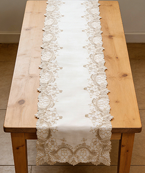Embroidered Everyday Flowery Table Runner.linen, ,Applique Floral &nbsp;Embroidered Table Linen, Home Kitchen Dining Tabletop Decoration
