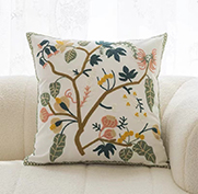 Embroidered Branch Pattern Throw Pillow Cover,Square Cotton Cushion,Pillow Case for Sofa Bedroom Couch,18x18