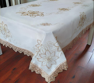 Embroidered Lace Tablecloth, Christmas Holiday tablec cloth