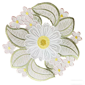 Spring Round Placemats,Embroidered Doilies Daisy Table Placemat for Home Dining Holiday Kitchen Table Decoration