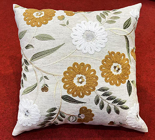 Embroidered Spring Floral Throw Pillow Covers Set of 2, 18x18 inches Farmhouse Cottage Garden Pillow Shams Linen Blended Decorative Cushion Cover Case