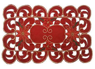 Embroidered Cutwork Placemats, Oblong Christmas holiday &nbsp;Place Mats, Home Kitchen Dining Restaurant Party Indoor Decor Table Mats
