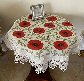 Decorative Flower Table Cloth, 36x36'' Square table topper,for Dining Room, Elegant Table Decor