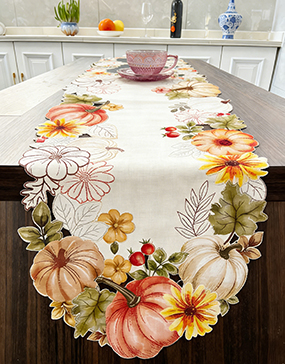 Pumpkins Fall Maple Leaves Fall Table Runner, Seasonal Autumn Kitchen Dining Table Decoration for Home Party Decor